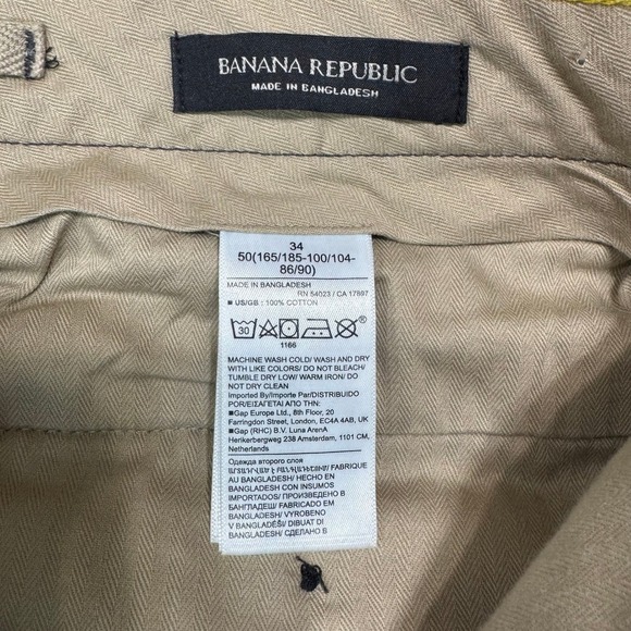 Banana Republic Smithfield Men's Dark Wash Denim Pleated Trousers Size 34 - Picture 6 of 7